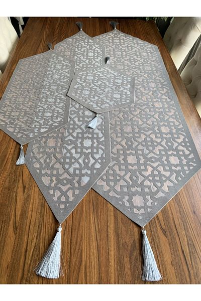 NURHAN HOME COLLECTION Νέο Σετ Σαλονιού Μοντέλο Σελτζούκου Ασημί Χρώμα 4 τεμαχίων