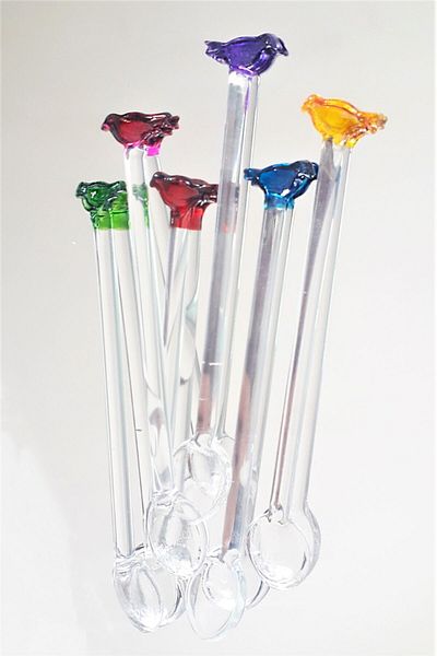 DECOSTYLE Glass Teaspoon with Bird Figure