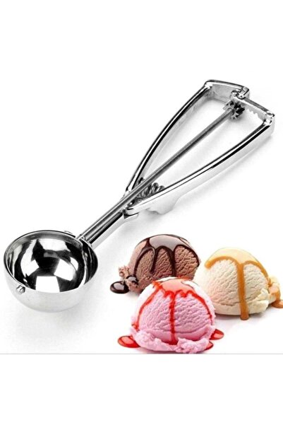 Mercan Triggered Ice Cream Spoon Diameter 5 Cm Stainless Steel