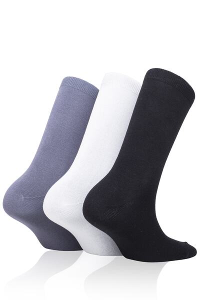 Bambuleyyo Çorap Bambuleyyo Bambu Okul Çorabı 3'lü Paket Beyaz - Gri - Siyah