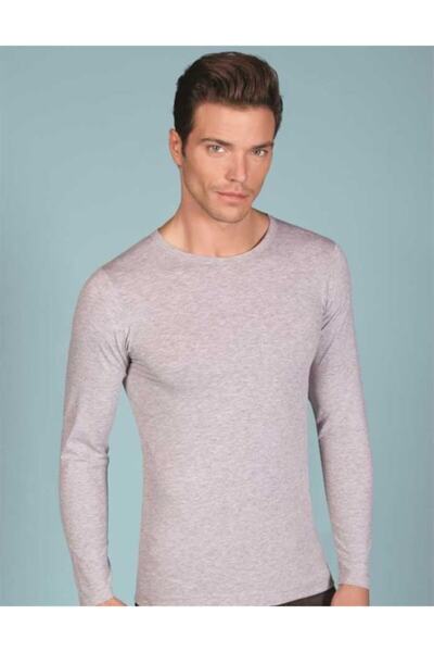 Berrak Erkek Uzun Kol Bisiklet Yaka Fanila Gri