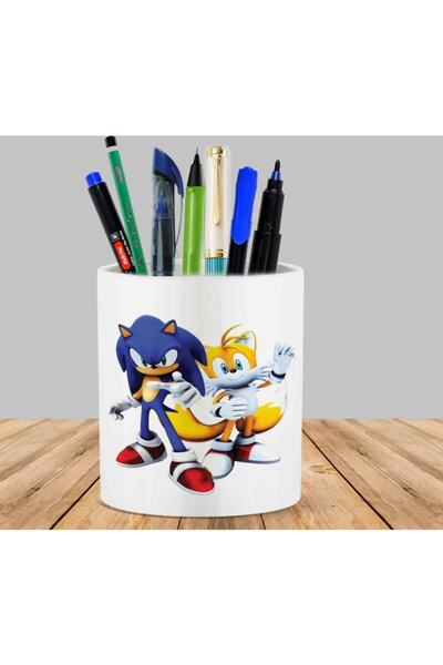 ART HEDİYE حامل قلم على شكل صبار عصاري على شكل شخصية سونيك