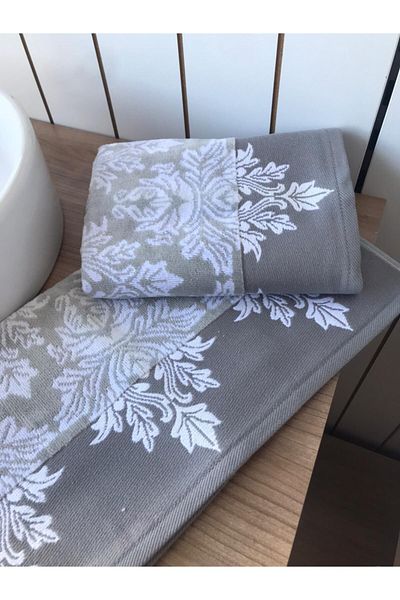 Özdilek Ayda Velvet Hand and Face Towel (2-Piece Gray)