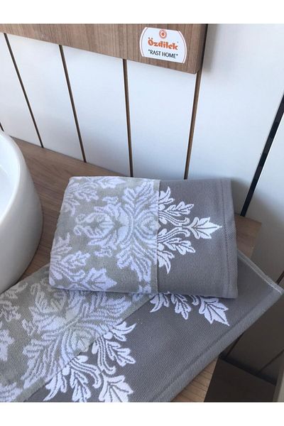 Özdilek Ayda Velvet Hand and Face Towel (2-Piece Gray)