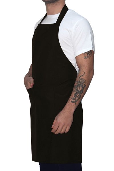 DrMia Kitchen Apron Black Color Pocket Apron Chef Apron Unisex