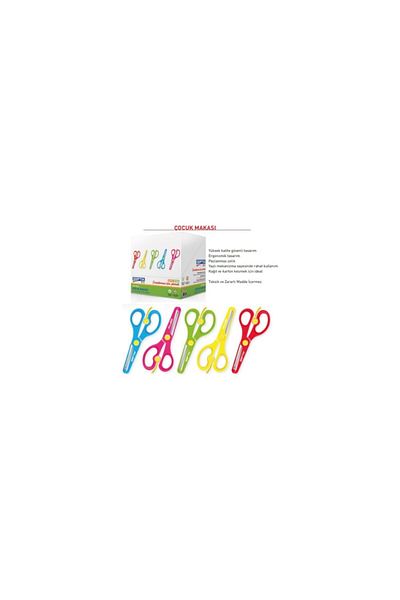 Gıpta 5 Colored Blunt Tip Spring Loaded Plastic Student Scissors - 24 Pieces K702