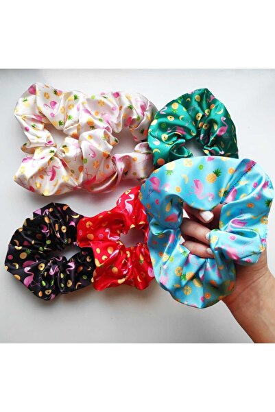 sema aksesuar Satin Filamingo Pattern Femei Bagel Catarama 1 Buc Albastru