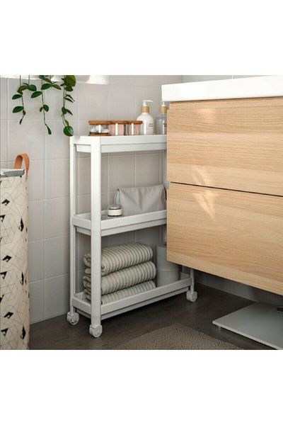 GVG Ντουλάπι ραφιών κουζίνας και μπάνιου Ikea 3 επιπέδων - με ρόδες, Ποιότητα Α