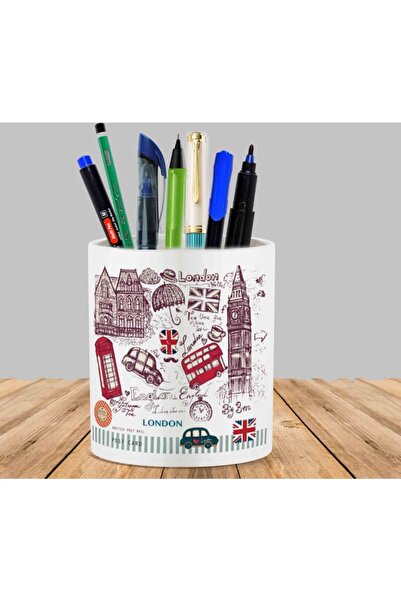 ART HEDİYE Θήκη για στυλό σε γλάστρα με θέμα το Λονδίνο