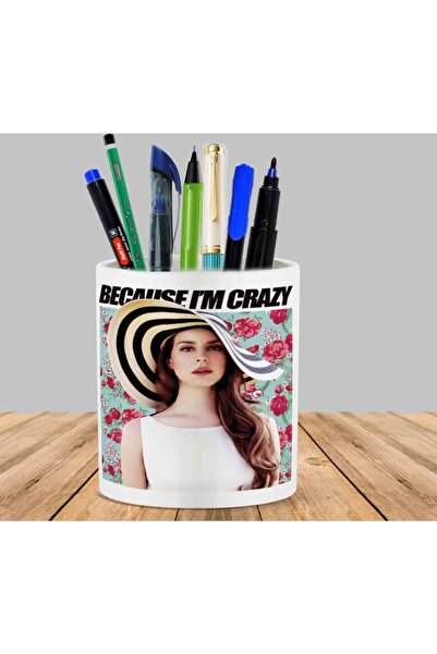 ART HEDİYE حامل أقلام لانا ديل ري لأنني مجنون على شكل صبار عصاري