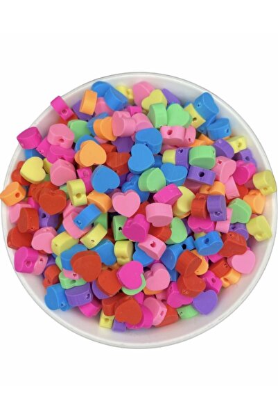Hedef Bijuteri 100 قطعة من خرز فيمو على شكل قلب بوليمر كلاي ملون، صناعة المجو...