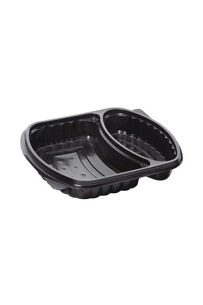Özge Menü Box 2 Compartments (Microwave) Food Container + Lid 50 Pieces