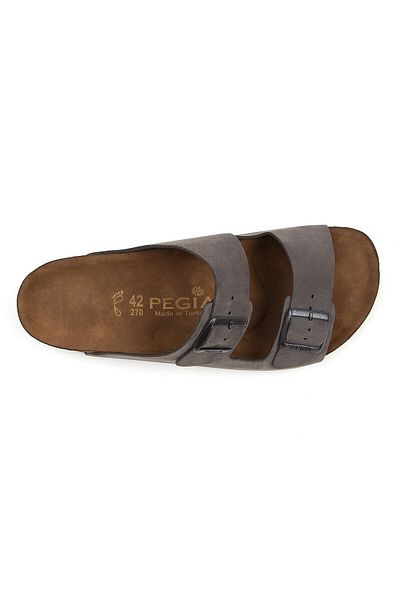 Pegia Papuci de piele cu bandă gri pentru bărbați 215020