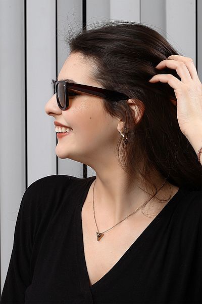 Angel Eyes Brown Matte Glass Shiny Brown Bone Geometric Frame Unisex Sunglasses