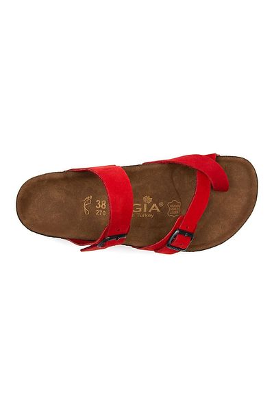 Pegia Papuci de damă din piele cu bandă roșie 215522