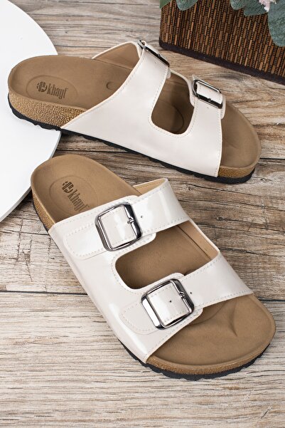 Khayt Жіночі бежеві анатомічні ортопедичні капці на щодень з двома пряжками