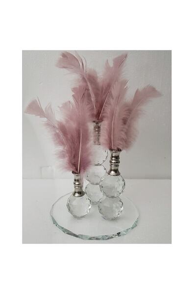 Huzur Party Store 100 Lü Koyu Pemberenkli Doğal Tüy Dekoratif Süsleme El Işi ...