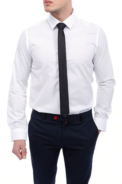 RAVANELLI White Extra Slim Fit Long Sleeve Men's Shirt