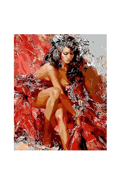 Empressco Kırmızı Ve Kadın Sayılarla Boyama Hobi Seti Kasnaklı 40 X 50 Cm