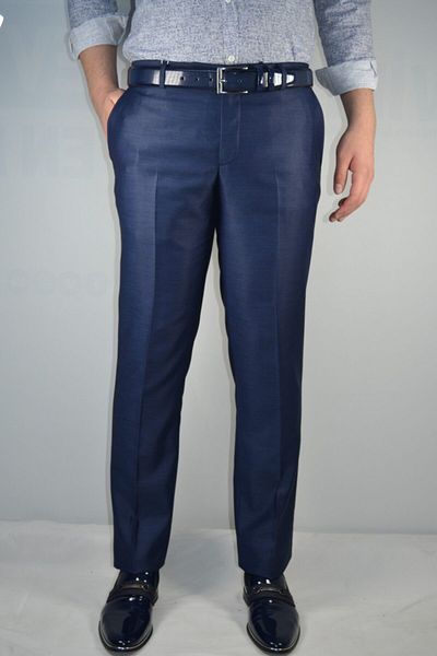 Bomonti Ανδρικό υφασμάτινο παντελόνι Navy Blue Slim Linens