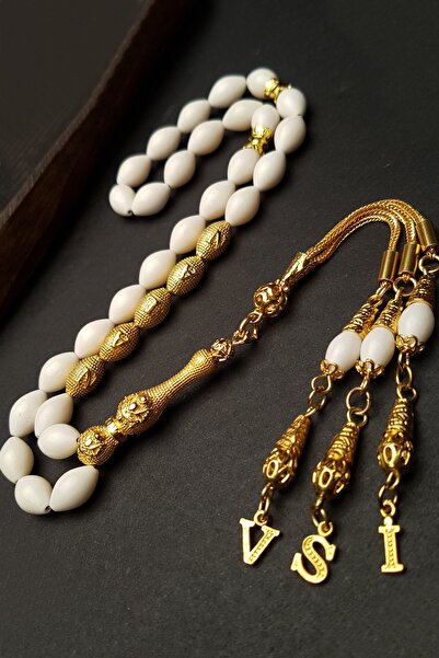 OTTOTESBİH Unisex Gümüş Püsküllü Gümüş Harfli Deve Kemiği Tesbih, Hediyelik Tesbih