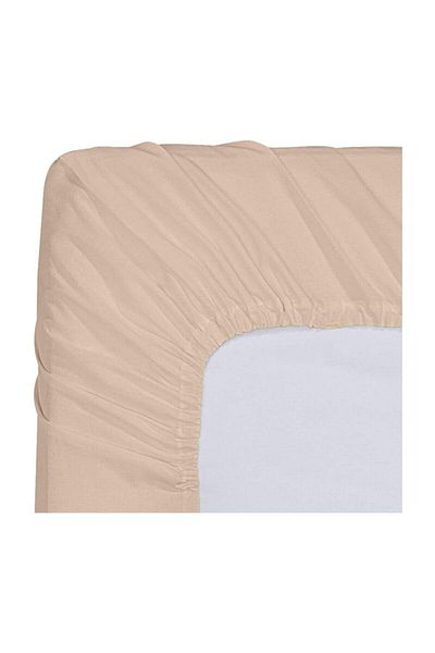 COTENCONCEPT Beige Cotton Single Elastic Combed Bed Sheet - 100x200 25 cm