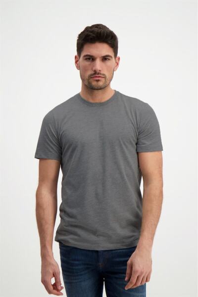 Lafarque Men's Dark Gray Crew Neck Slim Fit Basic T-shirt
