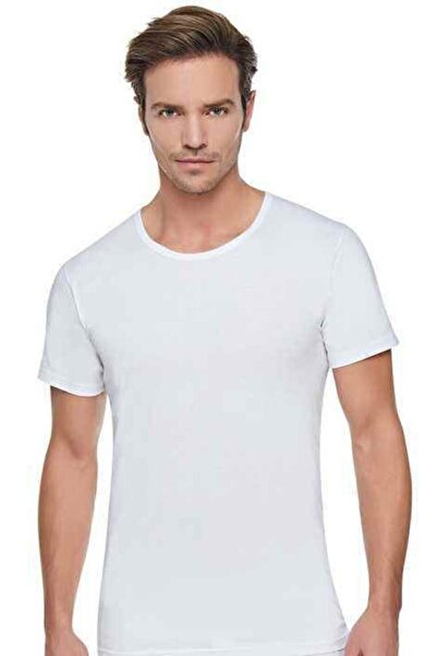 bejamonti Men's Round Neck Athlete Undershirt White 6 Pack