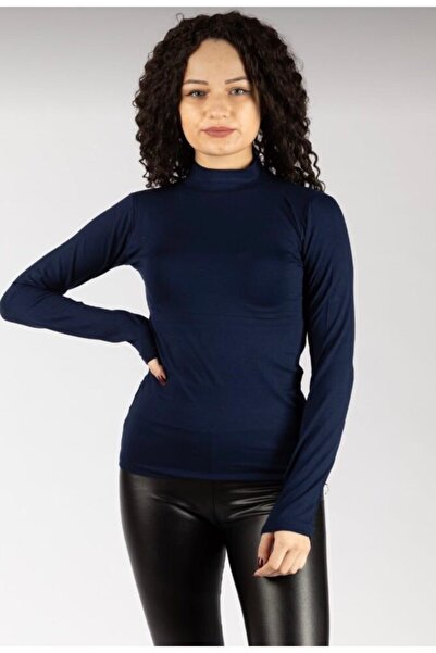 kuayscarfs Дамски тъмносин боди с поло яка