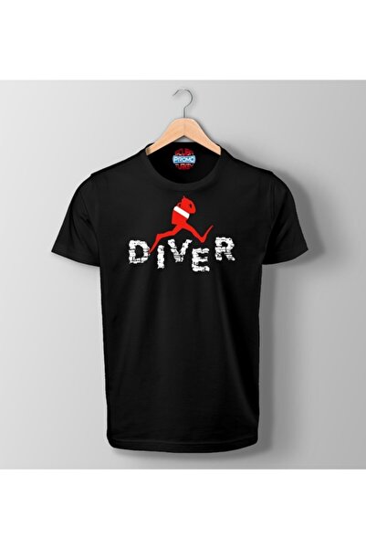 SCUBAPROMO Чорна футболка з принтом "Водолаз" унісекс