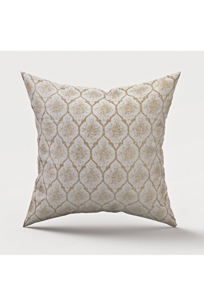 Finezza Melisa Damask Baskılı Duck Kumaş Gold Kırlent 45*45 cm  - 754