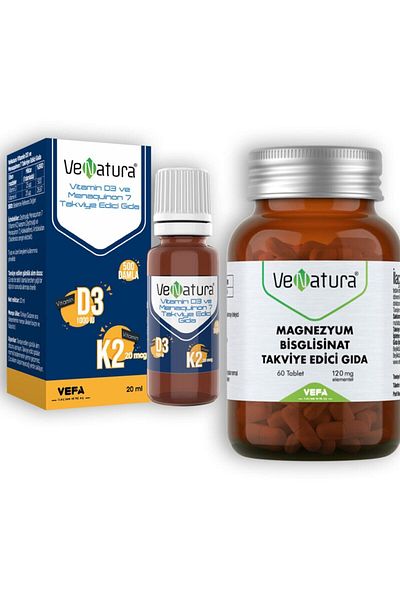 VeNatura Magnesium Bisglicinate - 60 Tablets and D3 K2 Drops 20 Ml