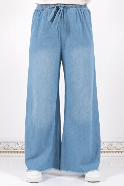 Nacar Beli Lastikli Bol Paça Pantolon