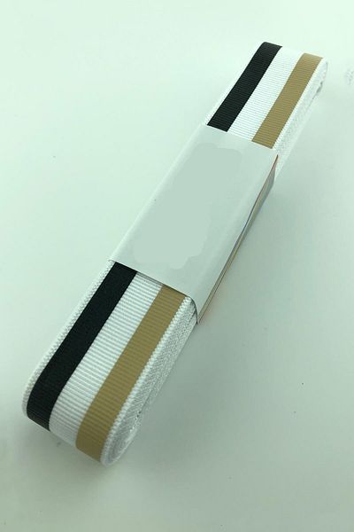 Hobigram Panglică grosgrain imprimată cu linie neagră bej – Design special, accesoriu, producție de calitate, stil atrăgător –