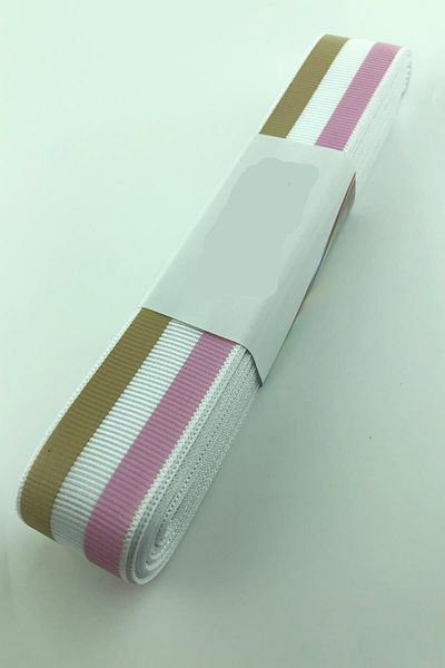 Hobigram Ροζ μπεζ ριγέ τυπωμένη κορδέλα Grosgrain – Προσαρμοσμένο σχέδιο, αξεσουάρ, ποιοτική παραγωγή, εντυπωσιακό στυλ –