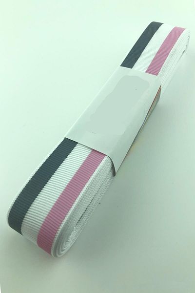 Hobigram Ροζ γκρι ριγέ τυπωμένη κορδέλα Grosgrain – Προσαρμοσμένο σχέδιο, αξεσουάρ, ποιοτική παραγωγή, λαμπερό στυλ –