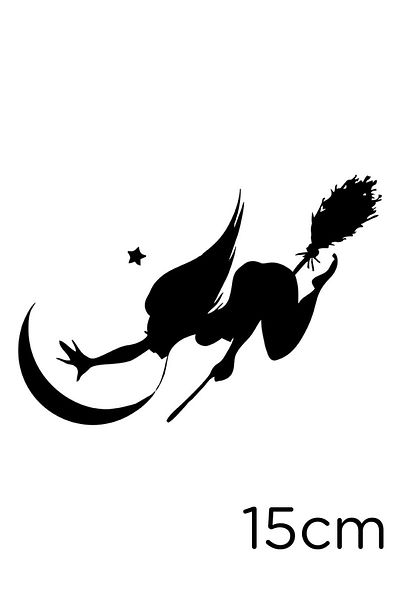 MIGNATIS Vrăjitoare Super Gel Flying Towards the Moon Autocolant pentru vehicul și perete 15 cm - negru