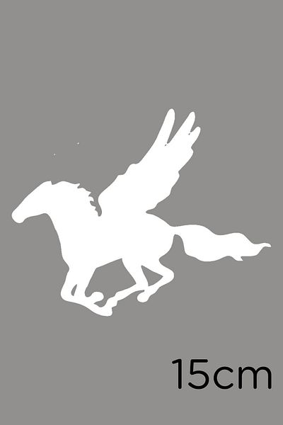 MIGNATIS Aripi Deschise Cal Zburător Pegasus Autocolant Lipire 15cm - Alb