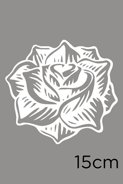 MIGNATIS Spring Opened Rose Grain Sticker Paste 15cm for Vehicle and Wall - White