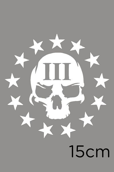 MIGNATIS Autocolant cu craniu înconjurat de stele 15 cm - alb