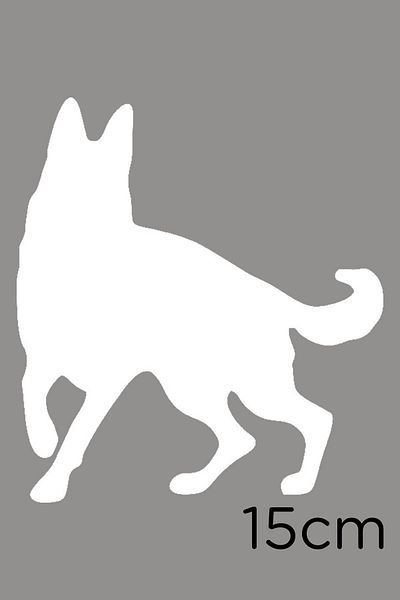 MIGNATIS Autocolant Câine Ciobănesc German Etichetă Lipire 15cm - Alb