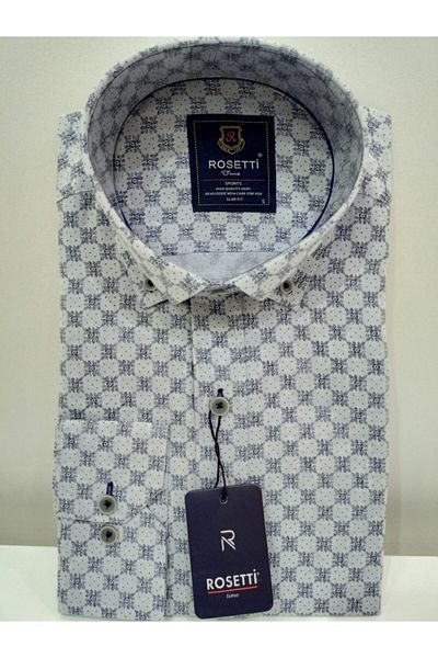 ROSETTİ Ανδρικό πουκάμισο με γκρι σχέδιο Slim Fit