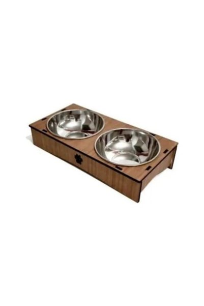 Genel Markalar Ahşap Sehpalı Ikili Çelik Mama Kabı Kedi Köpek Devrilmez Mama ...