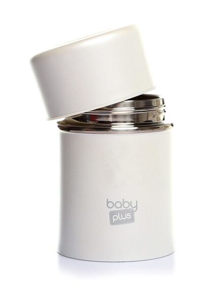 Baby Plus ترمس لحفظ طعام الأطفال من الفولاذ المقاوم للصدأ باللون الأبيض سعة 260 مل