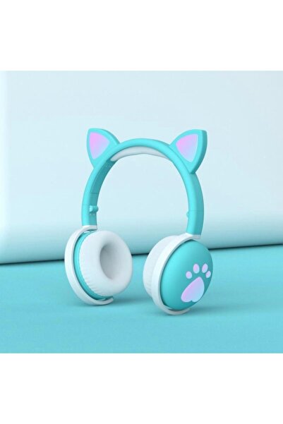 TG Kablosuz Bluetooth Kedi Kulak Led Işıklı Mikronlu Hafıza Kartı Ve Aux Giri...