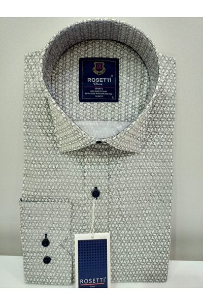ROSETTİ Ανδρικό πουκάμισο με πράσινο σχέδιο Slim Fit