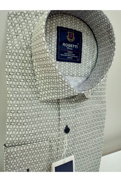 ROSETTİ Ανδρικό πουκάμισο με πράσινο σχέδιο Slim Fit
