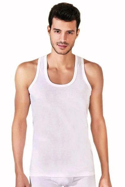 Berrak 2 Pack Men's White Cotton Combed Tank Top