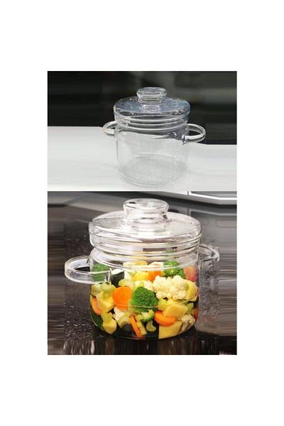 Termisil Glass Pot 1.5 Lt Heat Resistant Glass Pot Borosilicate on the Stove