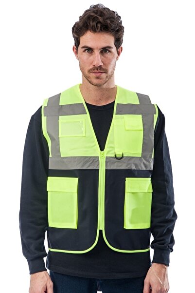 Kanca Yellow Engineer Warning Vest Contrast Pocket
